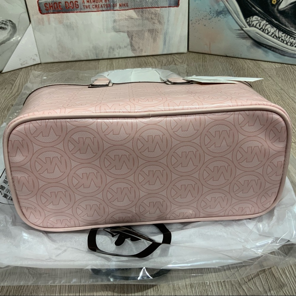 Michael Kors Jodie Small Powder Blush Jacquard Recycled Polyester Tote Handbag - Picture 5 of 10